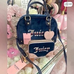 Juicy couture retro vibes satchel with a matching wallet 
Color regal blue/regal